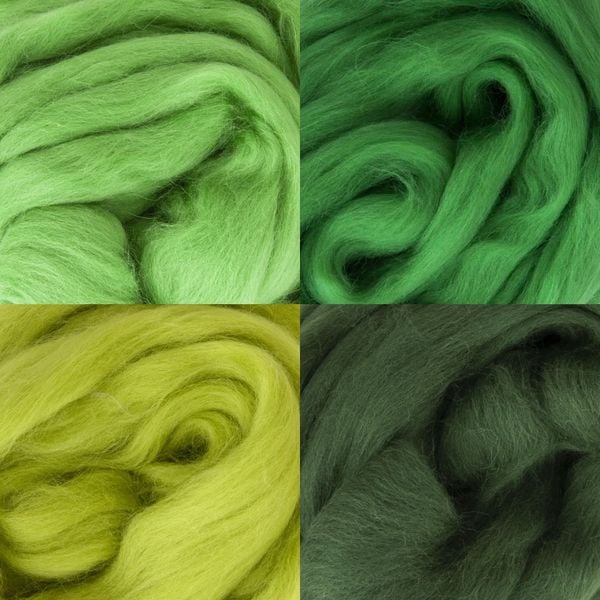  Lông cừu chải mượt thành lọn dài | Green set | South American Merino Wool roving 27 microns | MEANINGFUL CRAFTS 