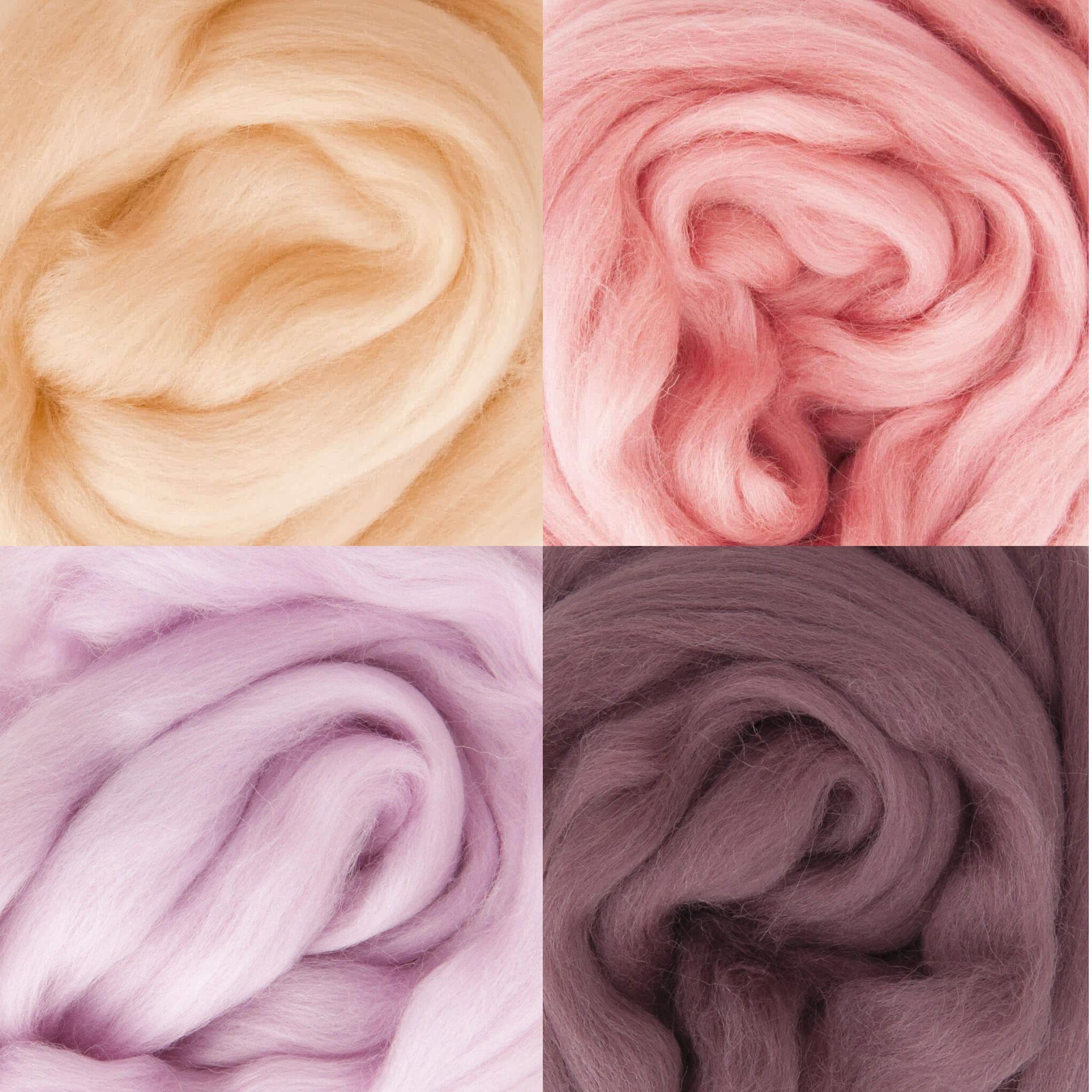  Lông cừu chải mượt thành lọn dài | Pink set | South American Merino Wool roving 27 microns | MEANINGFUL CRAFTS 
