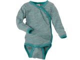  ENGEL Bodysuit dài tay vạt xéo 70% Merino wool 30% silk Grey melange/Ice-blue 