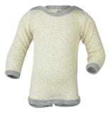  ENGEL Bodysuit dài tay nút vai 70% Merino wool 30% Silk Natural printed 