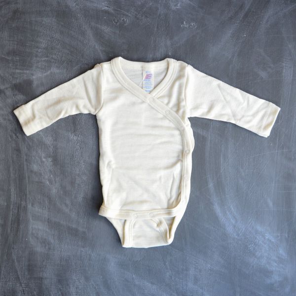  ENGEL Bodysuit dài tay vạt xéo 70% Merino wool 30% Silk Natural 