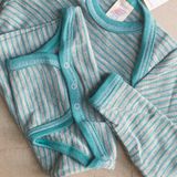  ENGEL Bodysuit dài tay đắp vai 70% Merino wool 30% Silk Grey melange/Ice-blue 