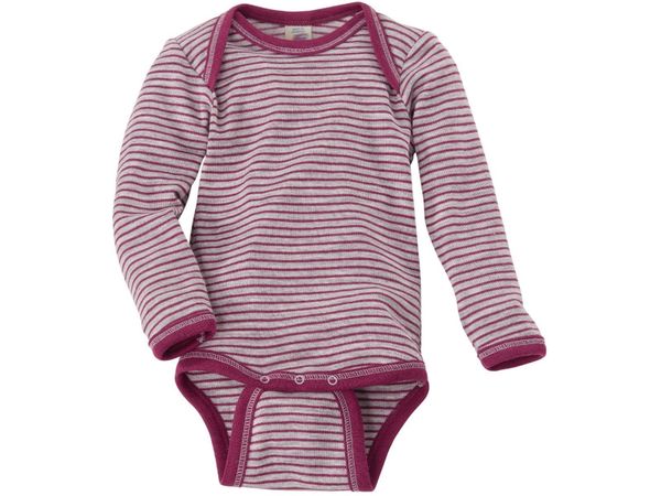  ENGEL Bodysuit dài tay đắp vai 70% Merino wool 30% Silk Grey melange/Orchid 