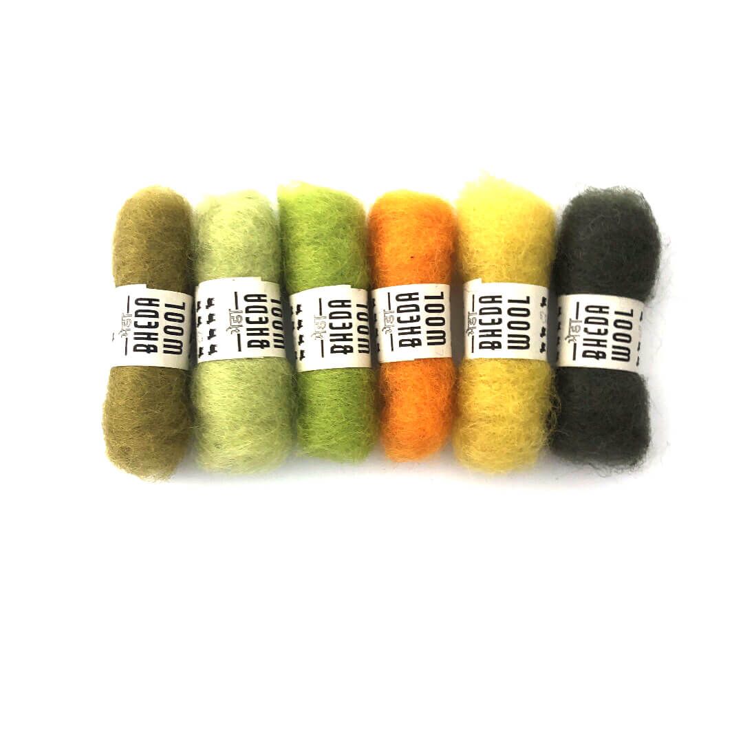  Lông cừu chải thô mini set 6x2g | Bheda carded wool | MEANINGFUL CRAFTS 