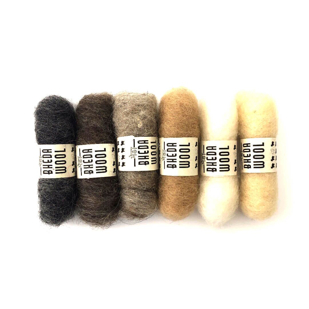  Lông cừu chải thô mini set 6x2g | Bheda carded wool | MEANINGFUL CRAFTS 