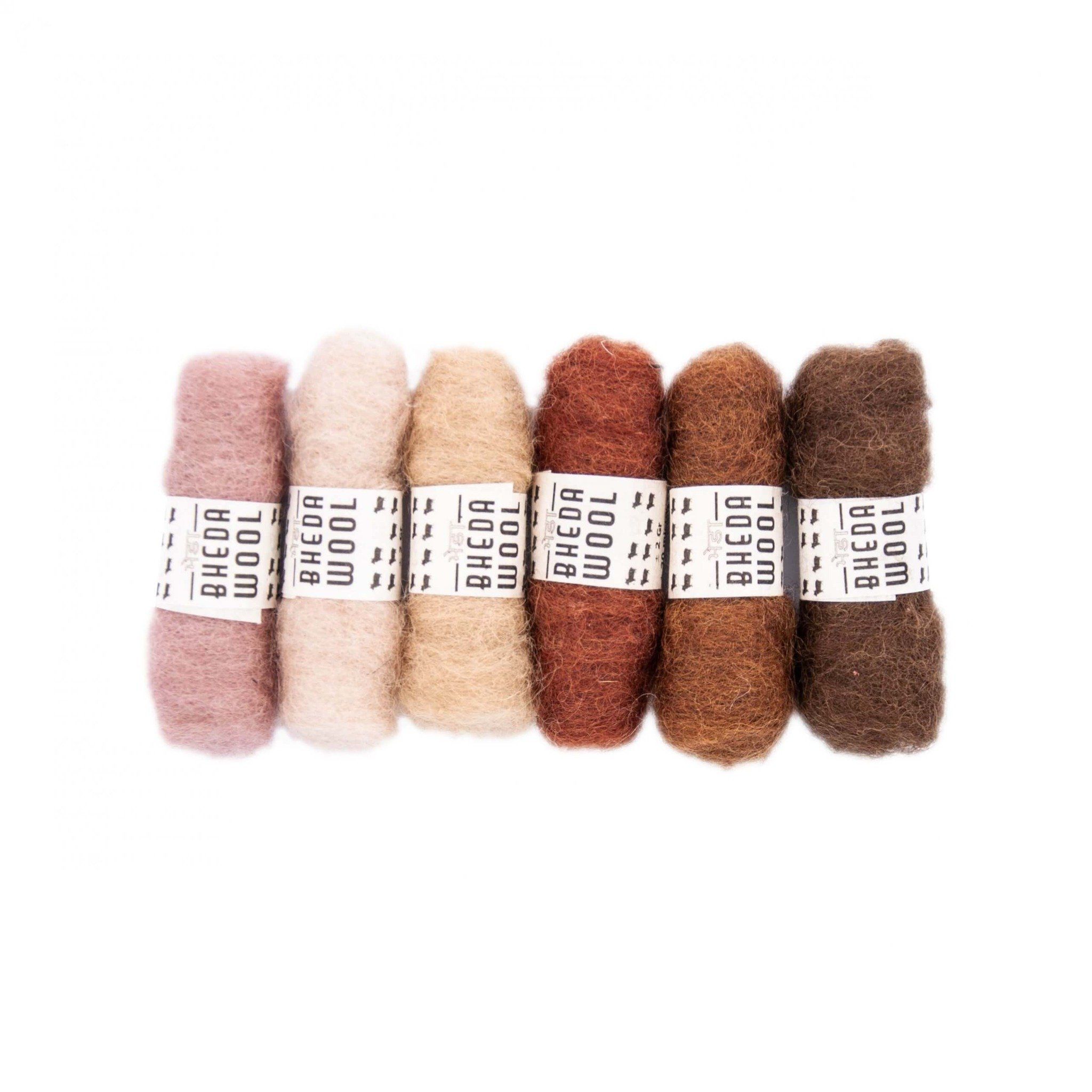  Lông cừu chải thô mini set 6x2g | Bheda carded wool | MEANINGFUL CRAFTS 