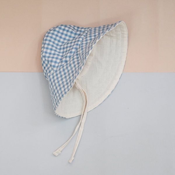  LAST STOCK - Nón ngủ gục | Mushroom Bonnet | Vichy caro Blue | CHOI SEWING 