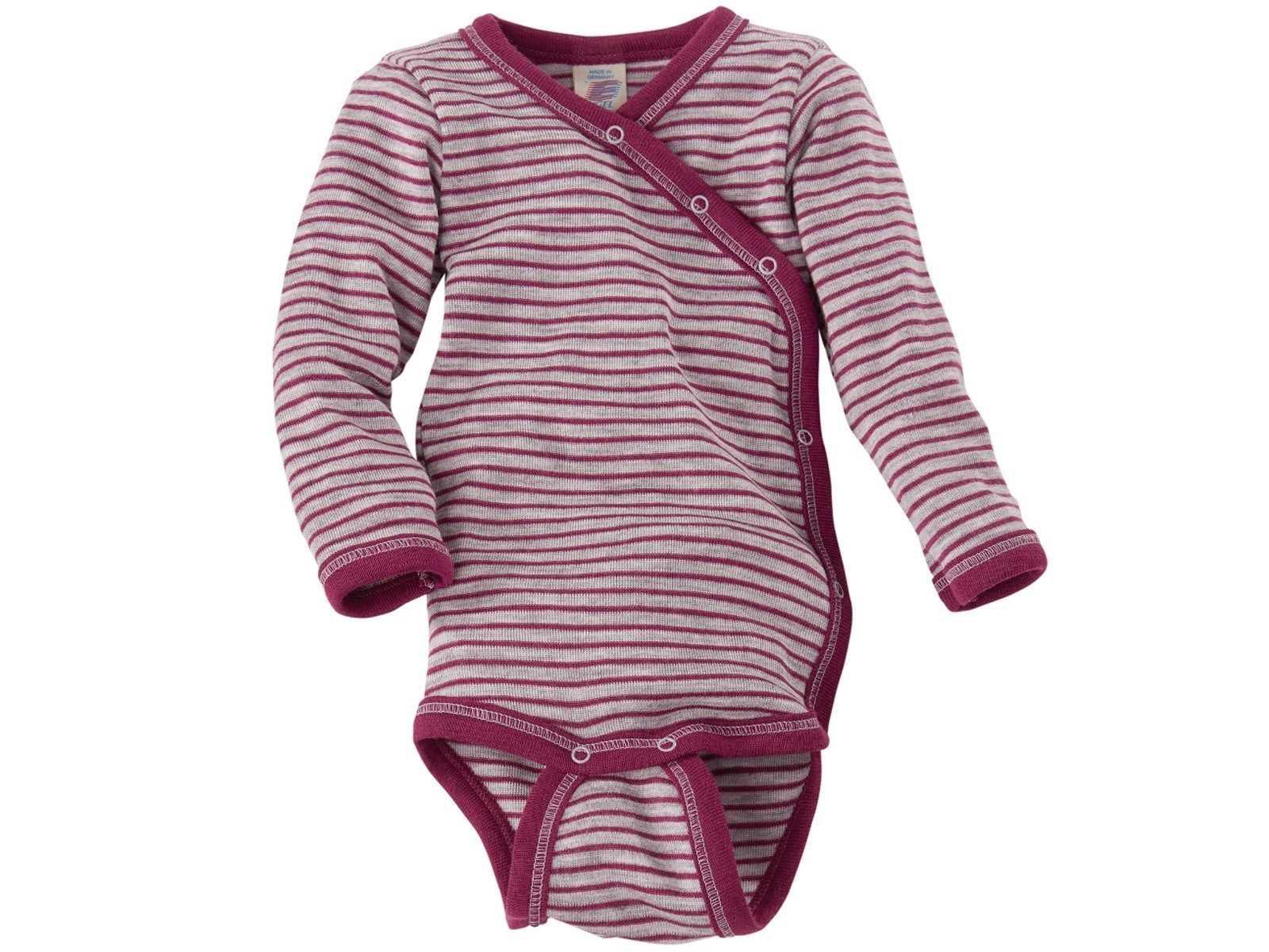  ENGEL Bodysuit dài tay vạt xéo 70% Merino wool 30% silk Grey melange/Orchid 