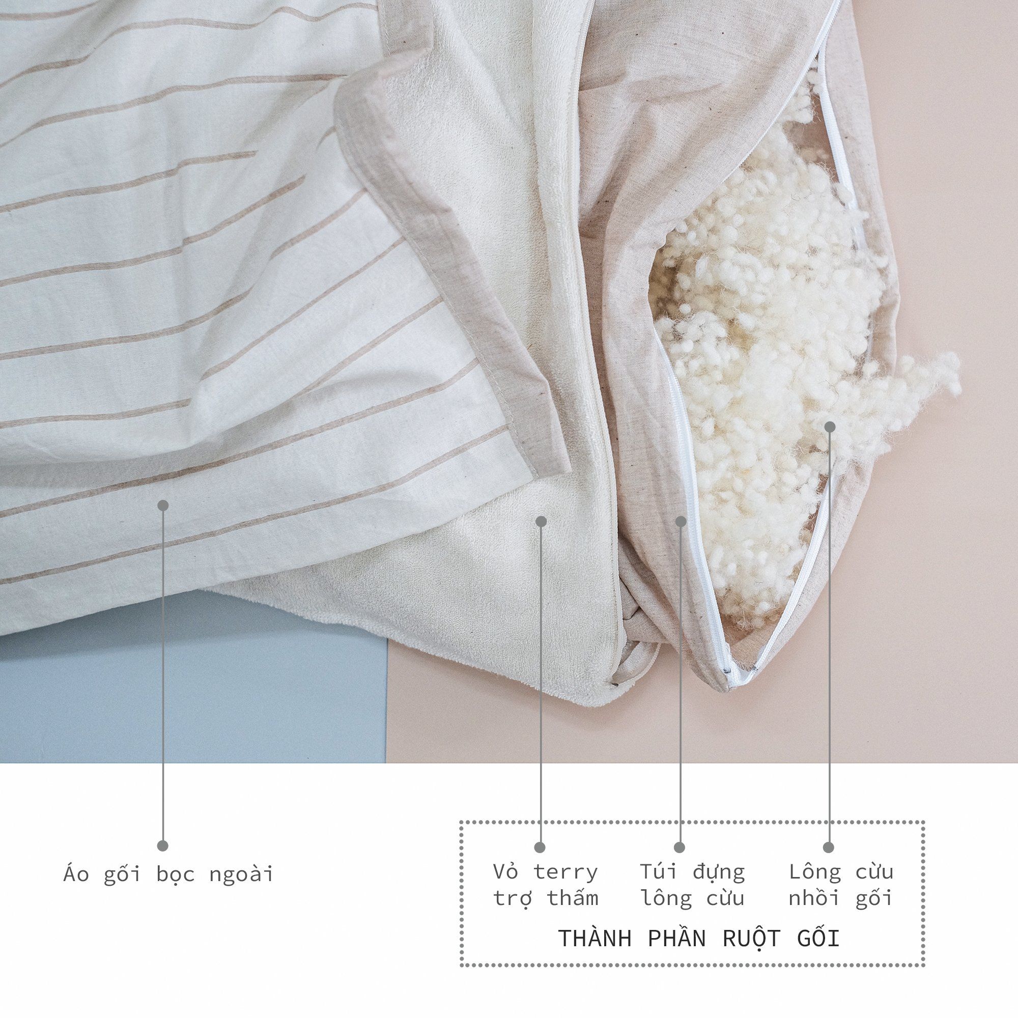  Ruột gối ôm lông cừu 25x80 | Lana wool Pillow | CHOI SEWING 