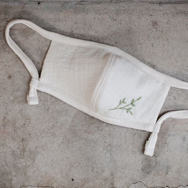  Khẩu trang thêu dây rút | Embroidery mask | Green tea leaf | Nature | CHOI SEWING 