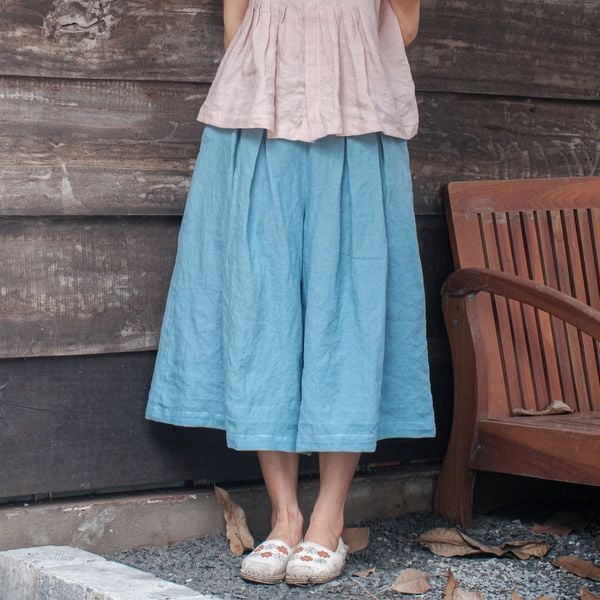  Quần váy | Sea Blue European linen Culottes | CHOI SEWING | PRE-ORDER 