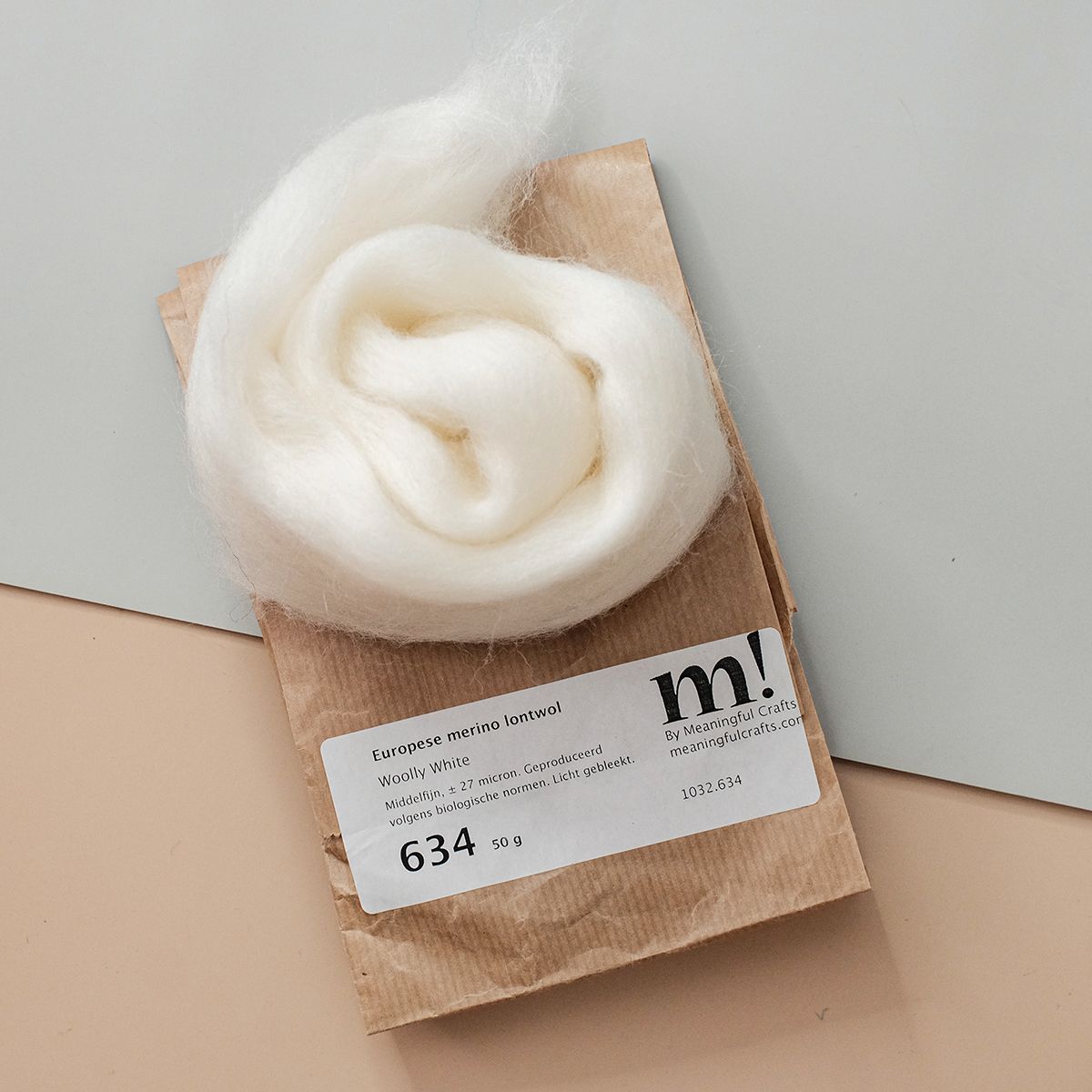  Lông cừu chải mượt thành lọn dài | White & Brown set | European Merino Wool roving 28 microns | MEANINGFUL CRAFTS 