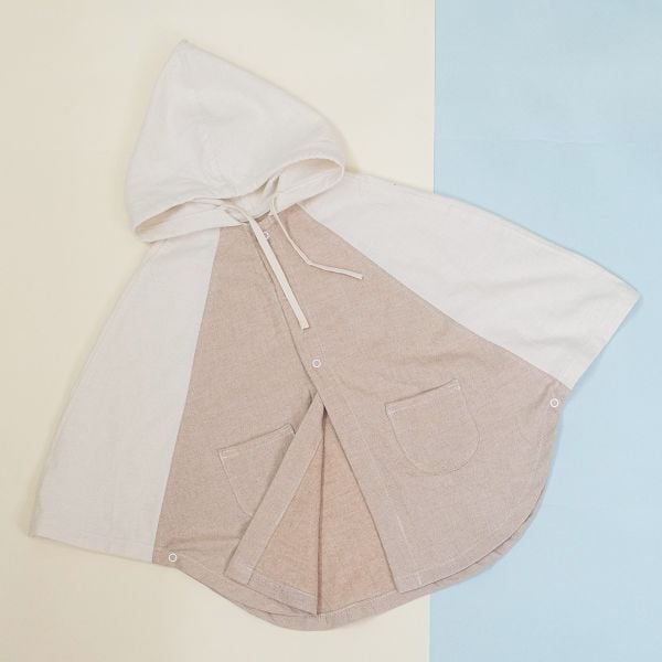  Áo khoác cánh dơi | Poncho | Flannel Beige | CHOI SEWING | READY TO SHIP 