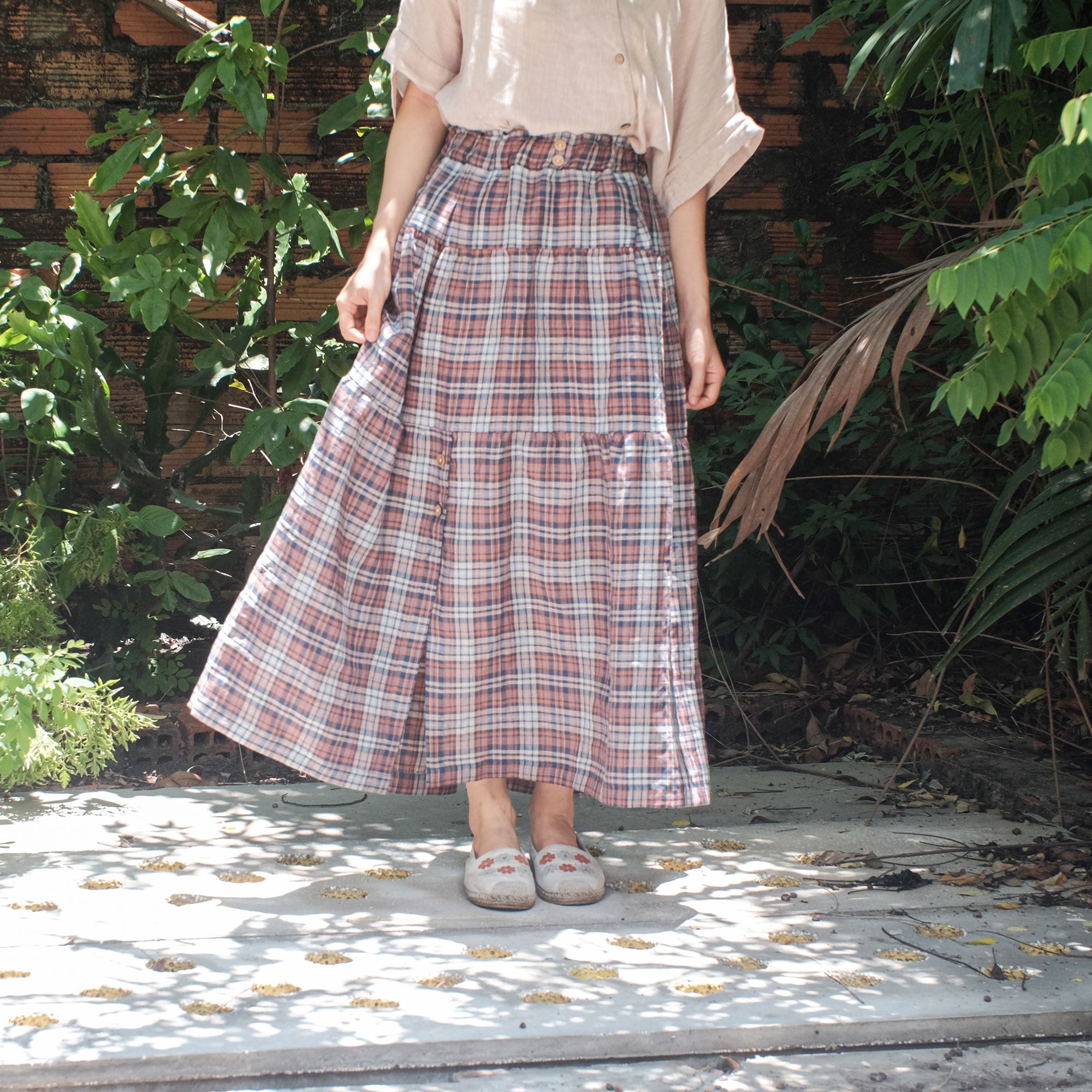  Chân váy linen cài nút | Linen skirt | CHOI SEWING | PRE-ORDER 