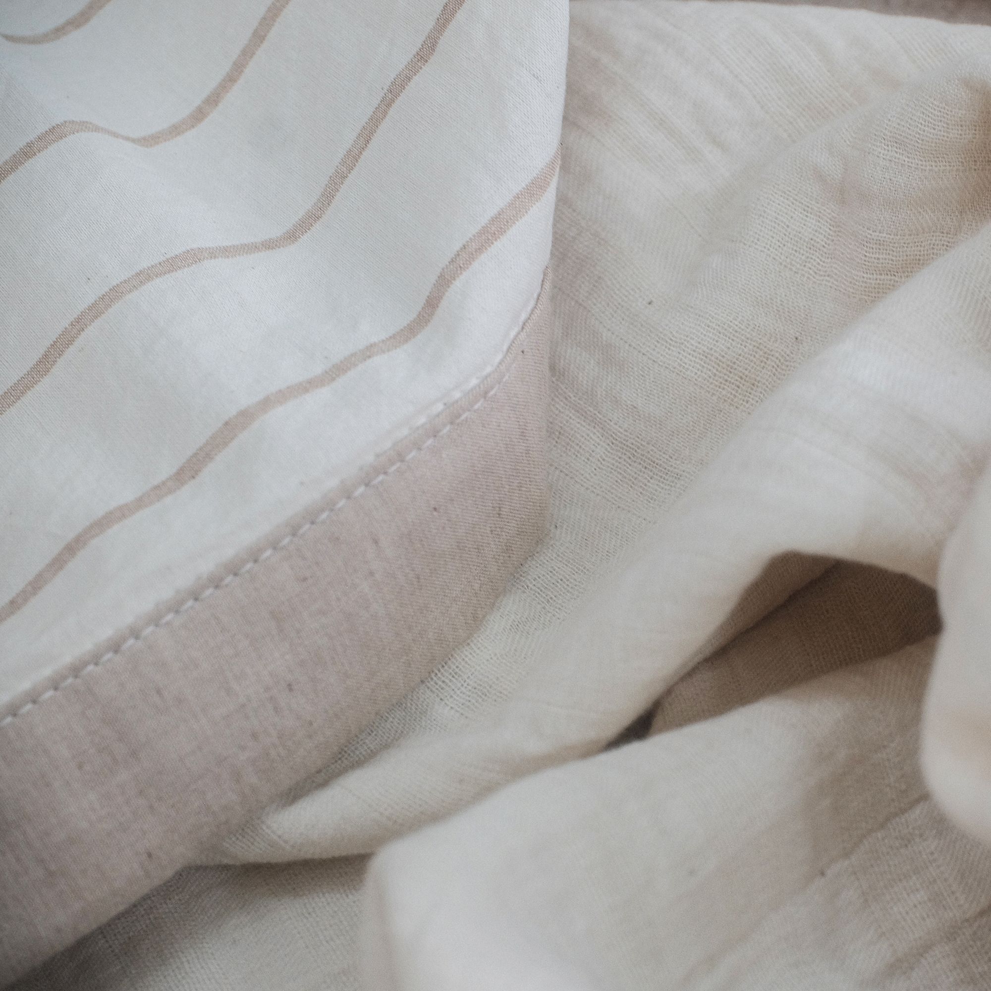  COTONEA Chăn 2 lớp Cotton linen/Musselin màu Nature stripe 