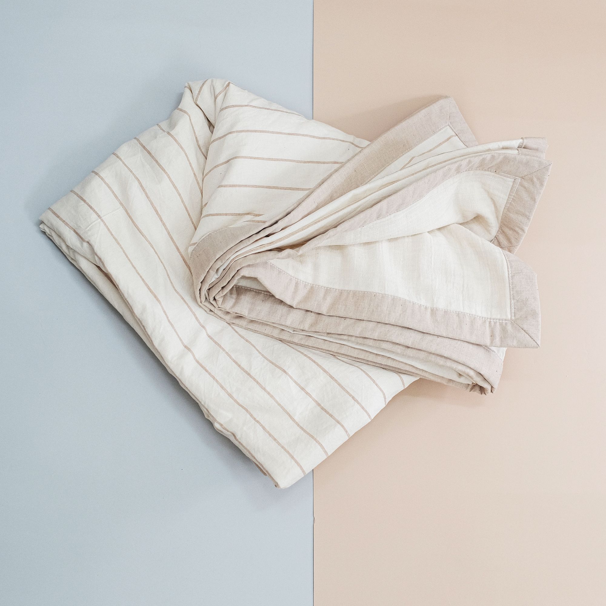  COTONEA Chăn 2 lớp Cotton linen/Musselin màu Nature stripe 