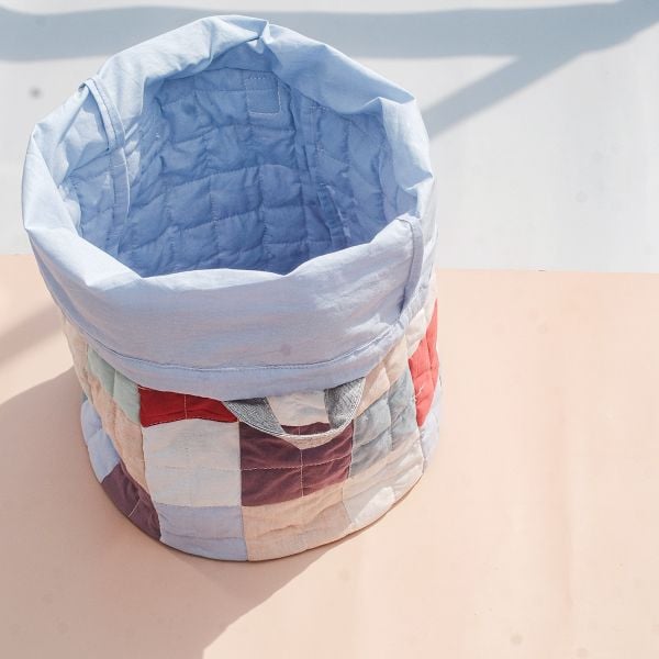  Sọt đựng đồ ghép vải dây rút 15L | Patchwork string Bucket bag | CHOI UPCYCLE | READY TO SHIP 