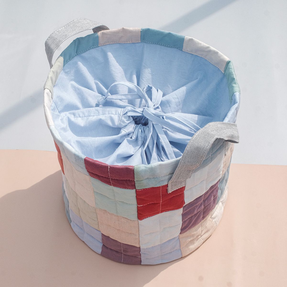  Sọt đựng đồ ghép vải dây rút 15L | Patchwork string Bucket bag | CHOI UPCYCLE 