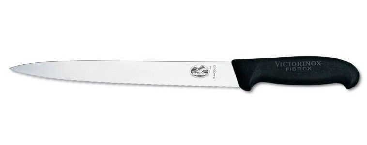 Dụng cụ làm bếp Victorinox 5.4433.25 cán đen, lưỡi răng cưa dài 25cm