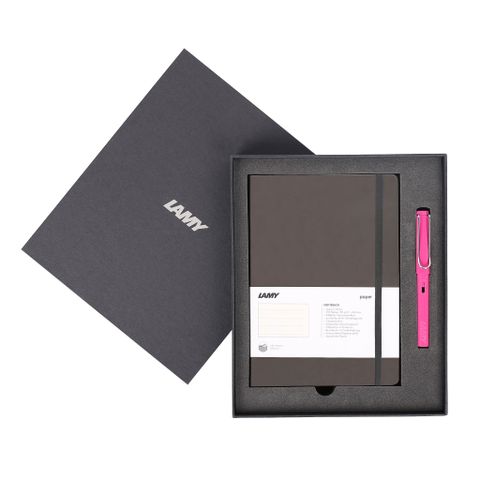  LAMY Notebook A5 softcover Umbra + LAMY Safari Pink 