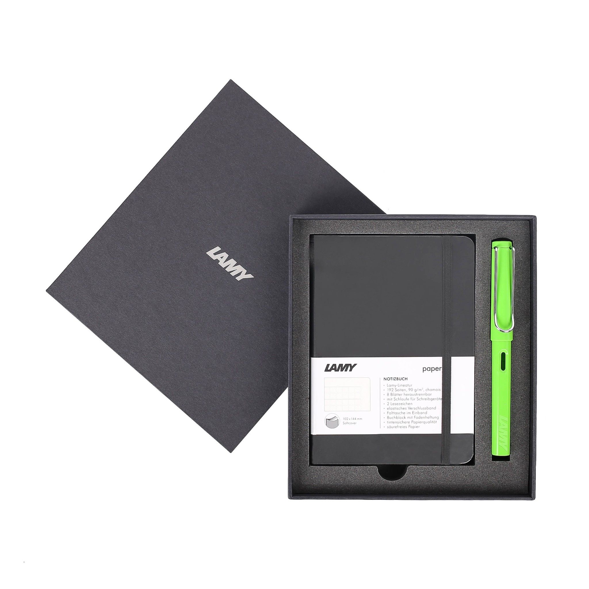 Gift set LAMY Notebook A6 softcover black + LAMY Safari Green