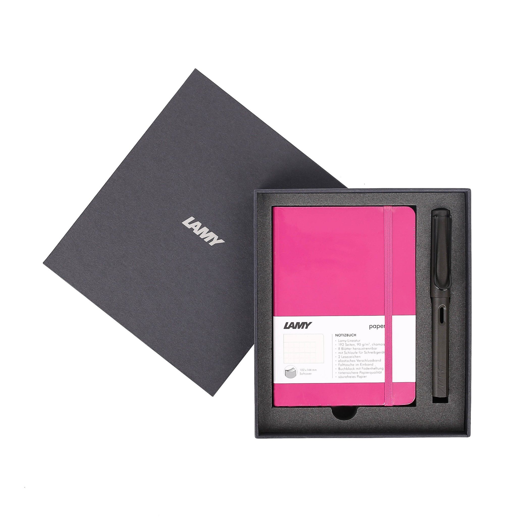 Gift set LAMY Notebook A6 softcover Pink + LAMY Safari Matt Black