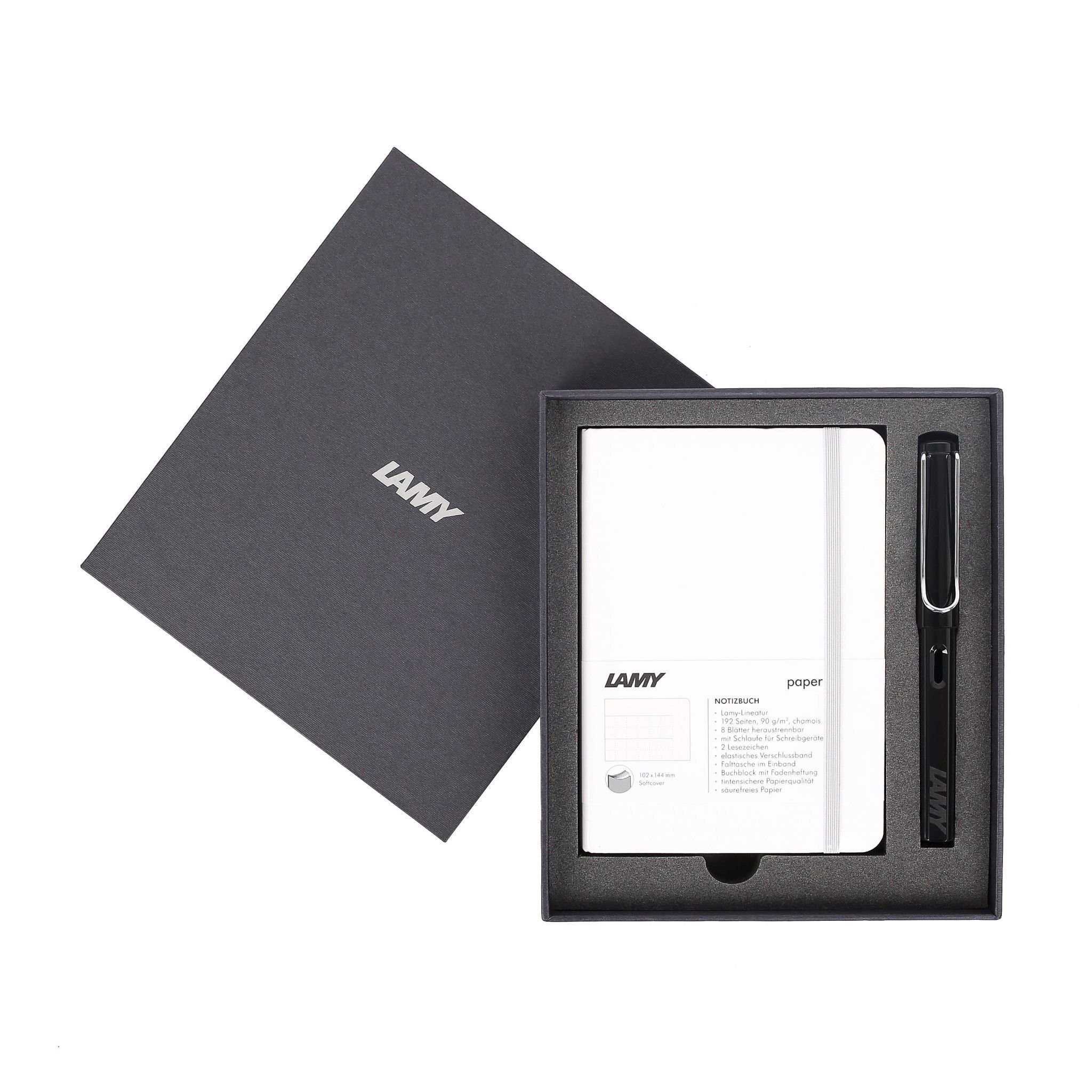 Gift set LAMY Notebook A6 softcover White + LAMY Safari Shiny Black