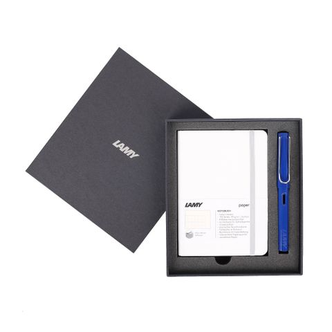  Gift set LAMY Notebook A6 softcover White + LAMY Safari Blue 