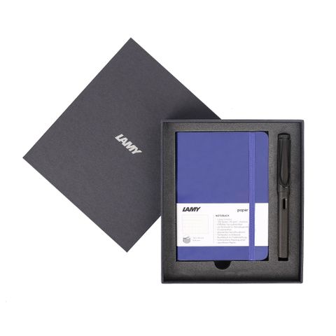  Gift set LAMY Notebook A6 softcover Blue + LAMY Safari Matt Black 