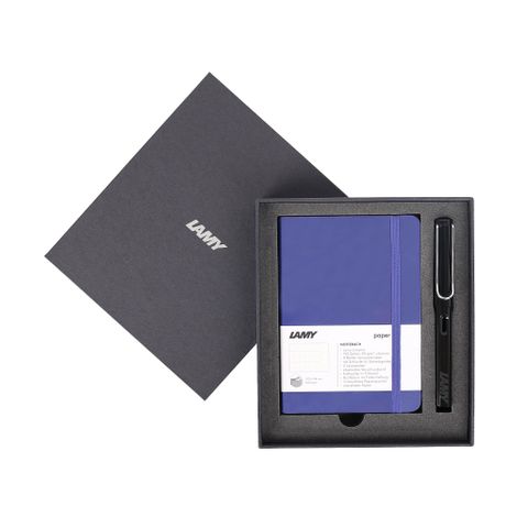  Gift set LAMY Notebook A6 softcover Blue + LAMY Safari Shiny Black 