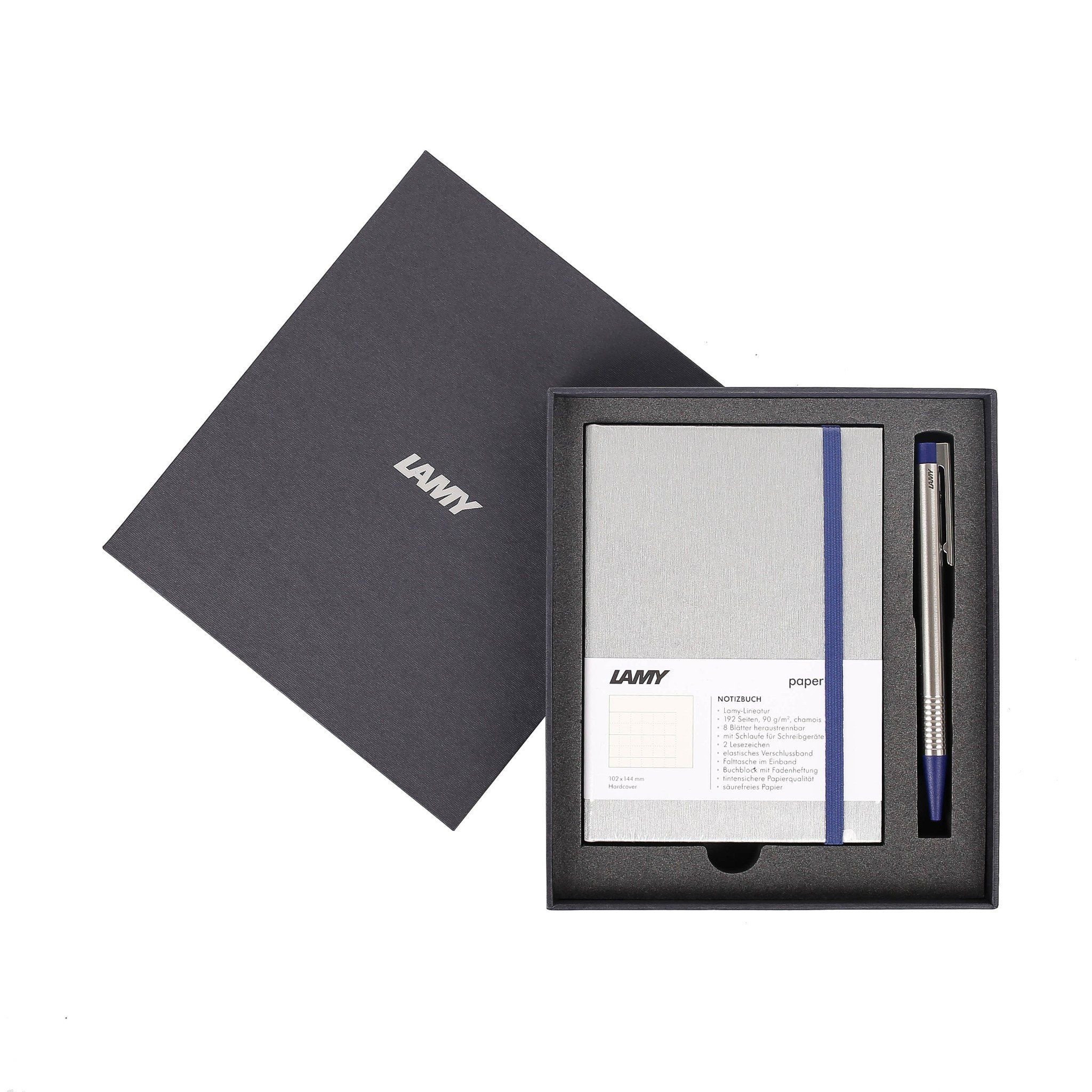 Gift set LAMY Notebook A6 softcover Grey + LAMY Logo blue