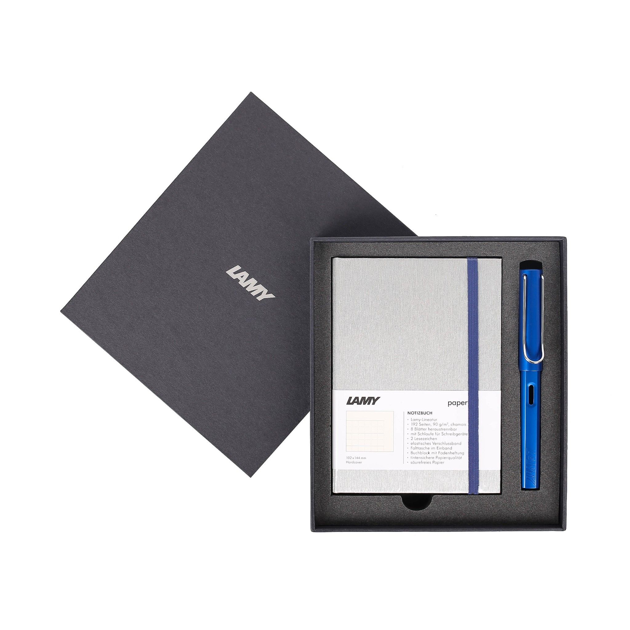 Gift set LAMY Notebook A6 softcover Grey + LAMY Al-star Blue