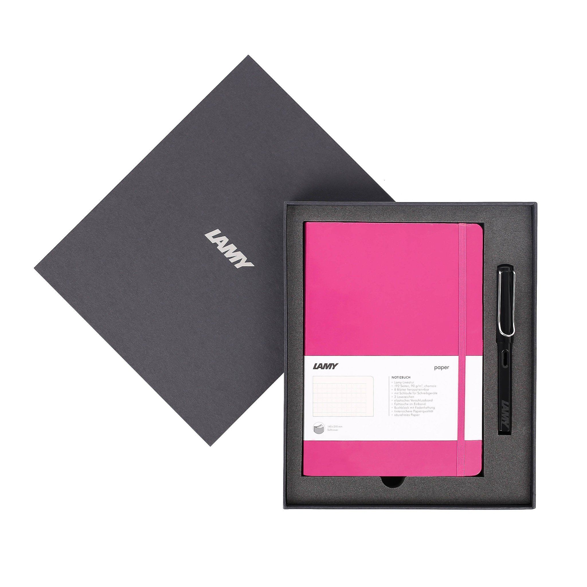 Gift set LAMY Notebook A5 softcover Pink+ LAMY Safari Shiny Black