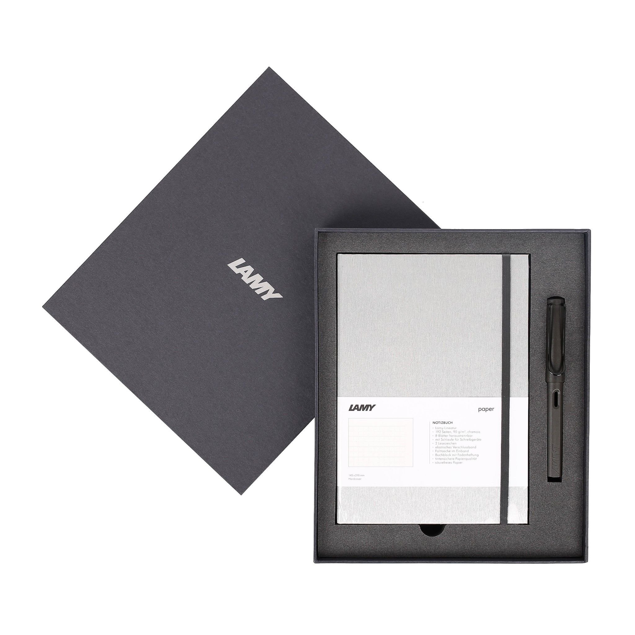 Gift set LAMY Notebook A5 softcover Grey+ LAMY Safari Matt Black