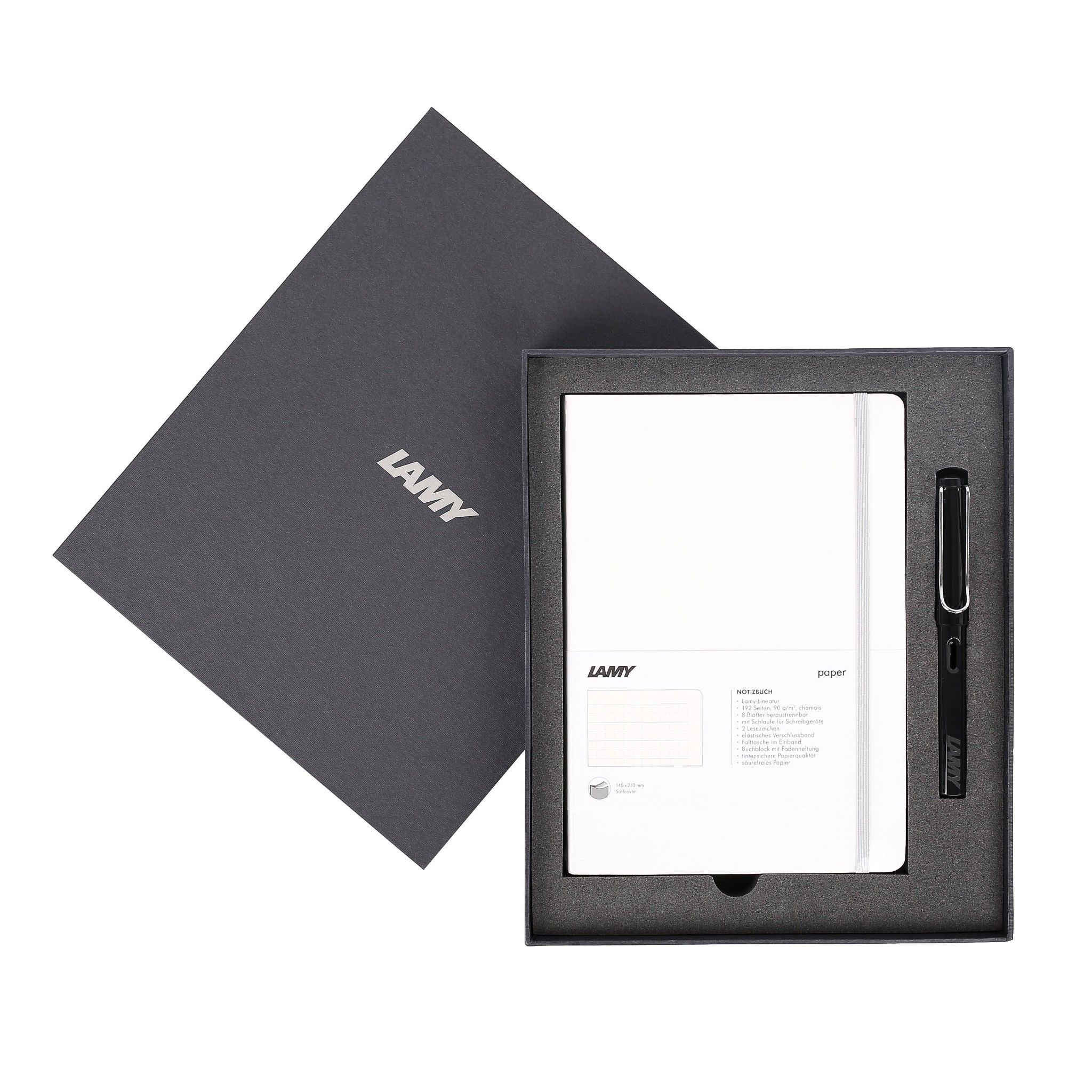 LAMY Notebook A5 softcover White + LAMY Safari Shiny Black