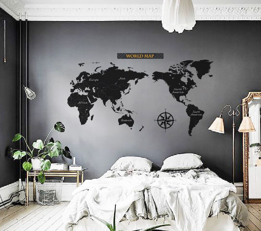 Decal dán tường phòng ngủ bản đồ