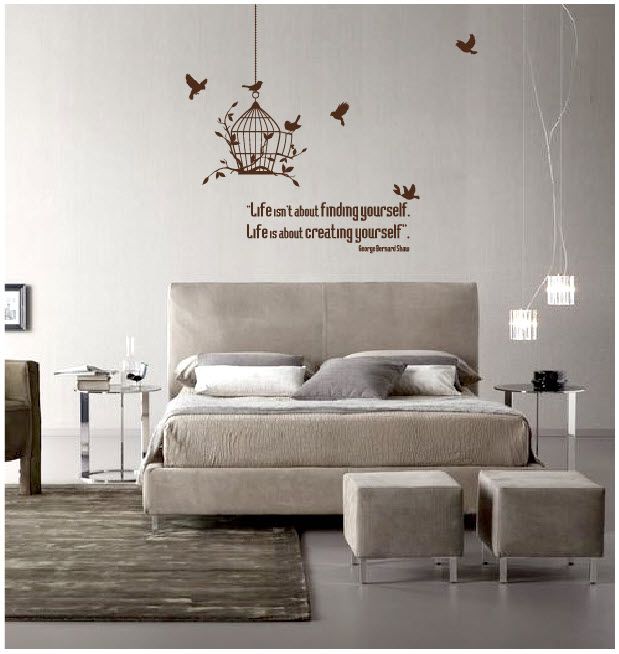 Decal dán tường phòng ngủ lồng chim
