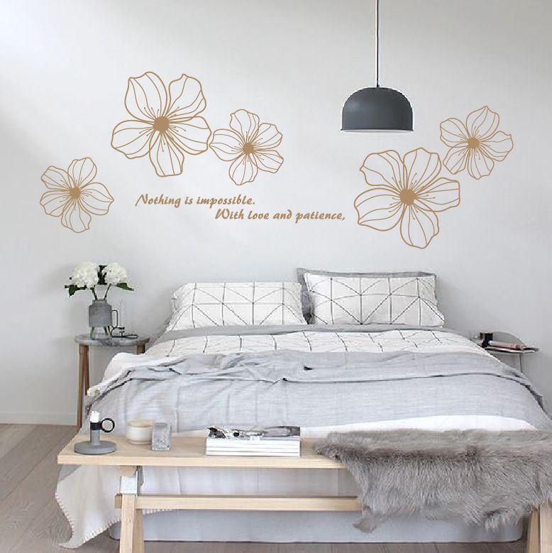Decal dán tường phòng ngủ hoa