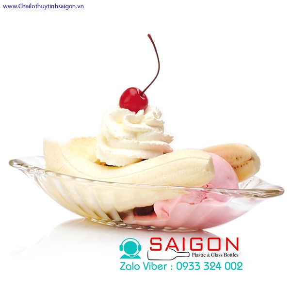 Ocean P00116 - Dĩa Kem Thủy Tinh Ocean Alaska Banana Split Dish Sọc | Nhập Khẩu Thái Lan