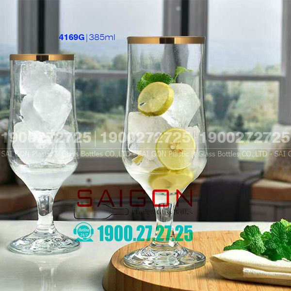 Pasabahce 44169G -  Ly Thủy Tinh Pasabahce Maldive Tulipe Gold Glass 385ml | Nhập Khẩu Thổ Nhĩ Kỳ