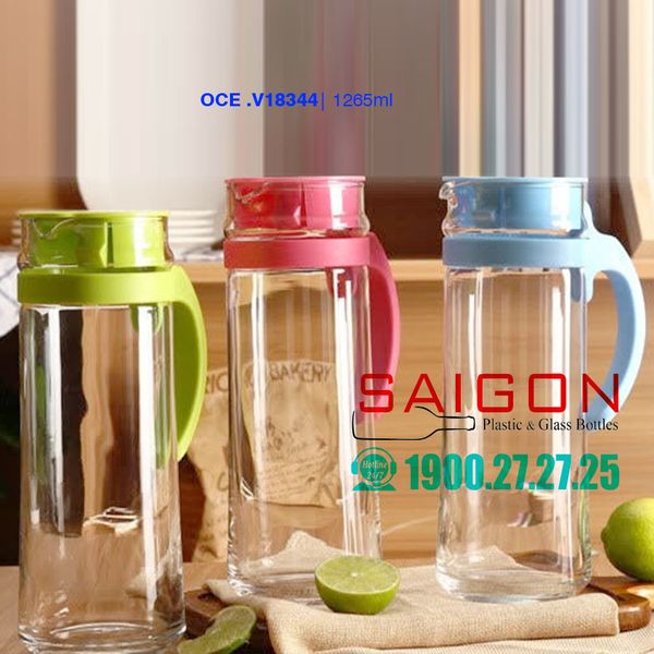 Ocean 5V18344 - Bình Nước Thủy Tinh Ocean Patio Pitcher 1265ml | Nhập Khẩu Thái Lan