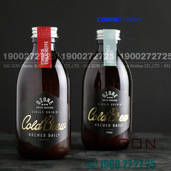 Chai Thủy Tinh Nâu Tròn Nắp Nhôm 100ml , 150ml , 200ml | Tùy Chọn Dung Tích