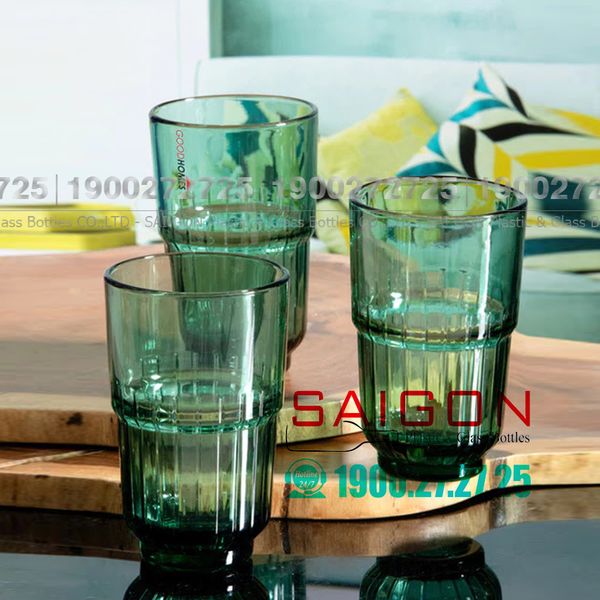 Deli Y5865-2G - Ly Thủy Tinh Deli LINQ Green Tumber Glass 400ml | Thủy Tinh Cao Cấp