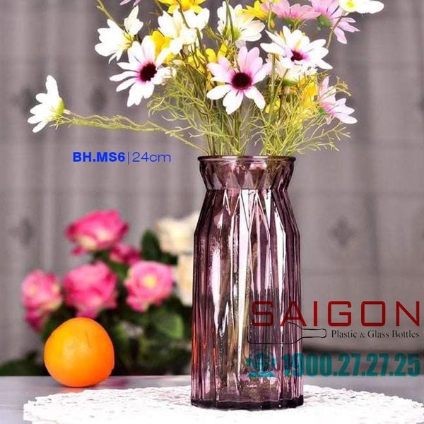 Bình hoa Thủy tinh nhiều màu sắc Cao 24 cm | MS6