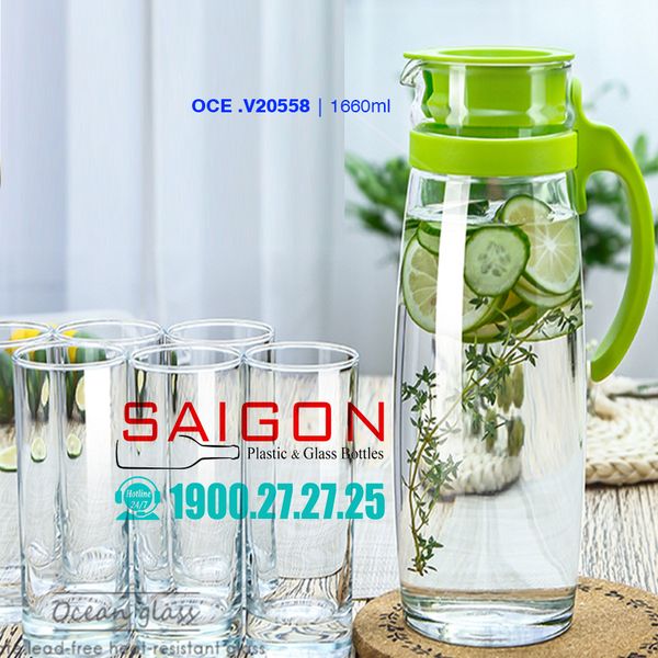 Ocean V20558G - Bình Nước Thủy Tinh Ocean Divano Pitcher 1660ml | Nhập Khẩu Thái Lan