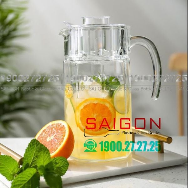 Deli EH1003-1 - Bình thủy tinh Deli Lục Lăng 1250ml | Thủy Tinh Cao Cấp