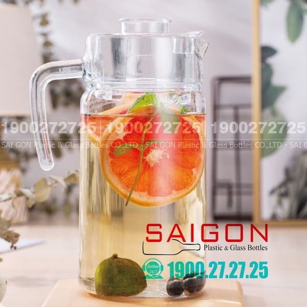 Deli E003H1 - Bình Nước Thủy Tinh Deli Pitcher Glass 1850ml | Thân Trơn