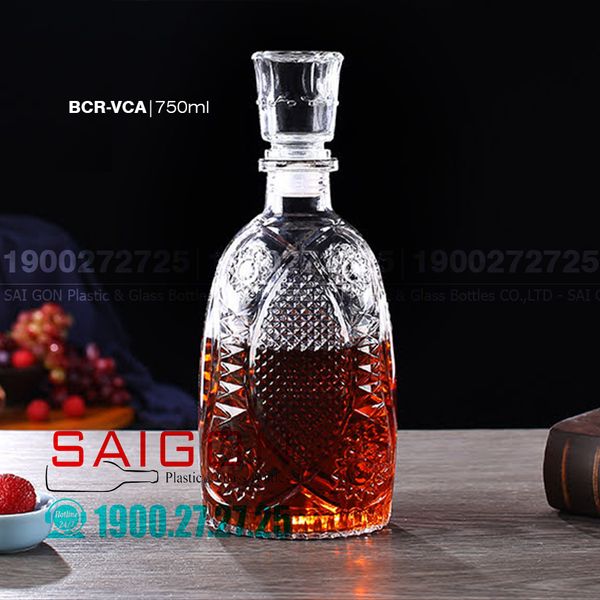 Bình Thủy Tinh Vảy Cá 750ml | BCR.VCA-750