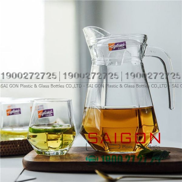 Deli EH1028/L7 - Bộ 06 Ly + Bình Nước Thủy Tinh Deli Pitcher 1300ml | Chặt Góc