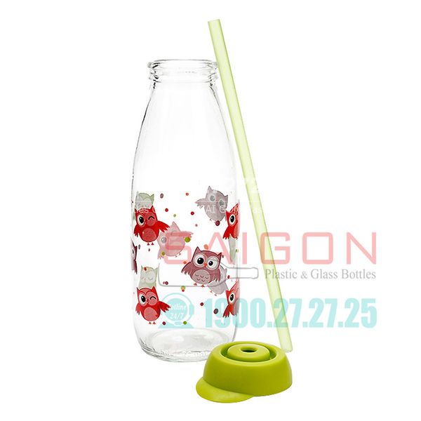 Herevin HECH.1730-002 - Chai Thủy Tinh Herevin 500ml In Hình Cú Mèo | Nhập Khẩu Thổ Nhĩ Kỳ